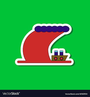 Paper sticker on stylish background ship storm vector image