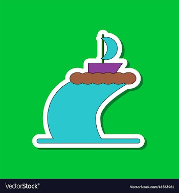 Paper sticker on stylish background ship storm vector image