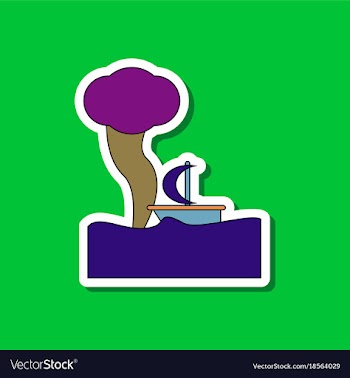 Paper sticker on stylish background ship storm vector image