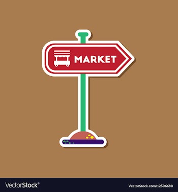 Paper sticker on stylish background sign of market vector image