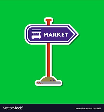 Paper sticker on stylish background sign of market vector image