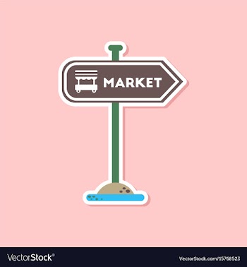Paper sticker on stylish background sign of market vector image