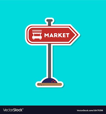 Paper sticker on stylish background sign of market vector image