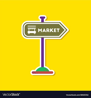 Paper sticker on stylish background sign of market vector image