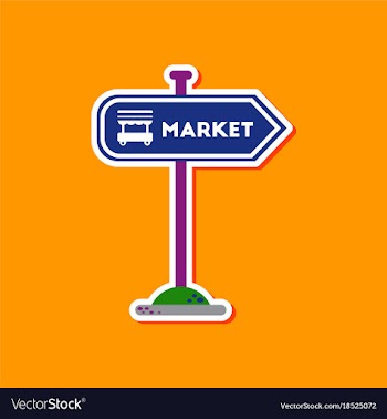 Paper sticker on stylish background sign of market vector image
