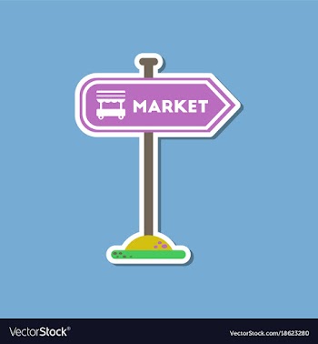 Paper sticker on stylish background sign of market vector image