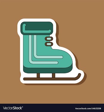 Paper sticker on stylish background skates vector image