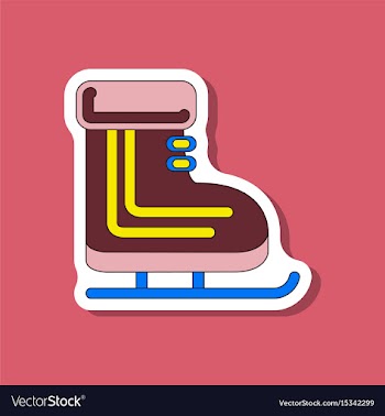 Paper sticker on stylish background skates vector image