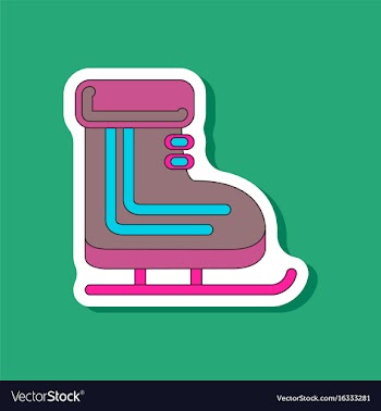Paper sticker on stylish background skates vector image