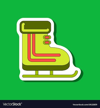 Paper sticker on stylish background skates vector image