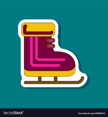 Paper sticker on stylish background skates vector image