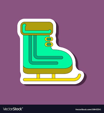 Paper sticker on stylish background skates vector image