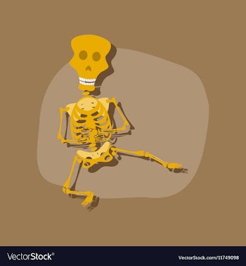 Paper sticker on stylish background skeleton vector image