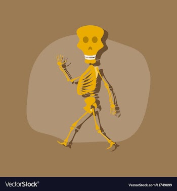 Paper sticker on stylish background skeleton vector image
