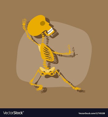 Paper sticker on stylish background skeleton vector image