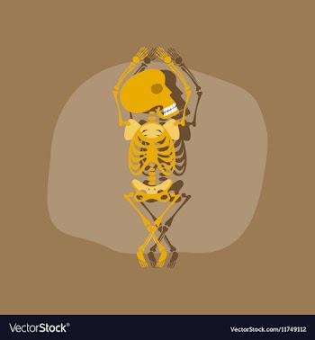 Paper sticker on stylish background skeleton vector image
