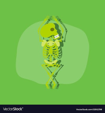Paper sticker on stylish background skeleton vector image