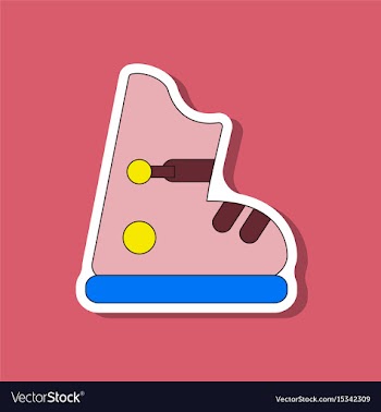 Paper sticker on stylish background ski boots vector image