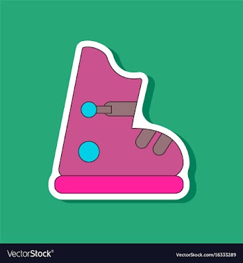 Paper sticker on stylish background ski boots vector image