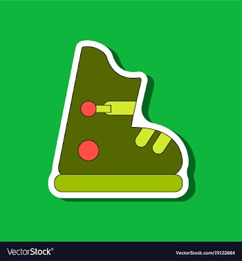 Paper sticker on stylish background ski boots vector image