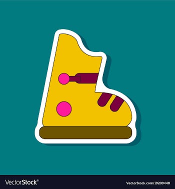 Paper sticker on stylish background ski boots vector image