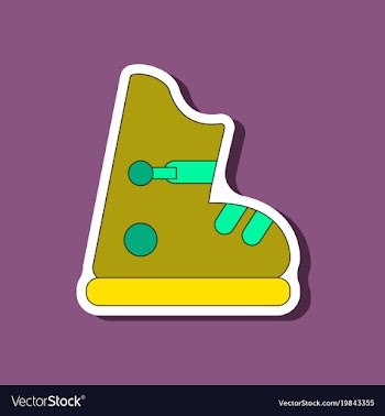 Paper sticker on stylish background ski boots vector image