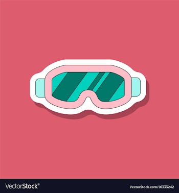 Paper sticker on stylish background ski goggles vector image