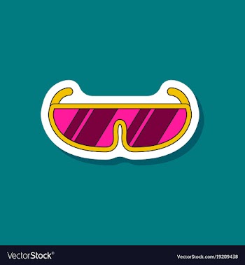 Paper sticker on stylish background ski goggles vector image