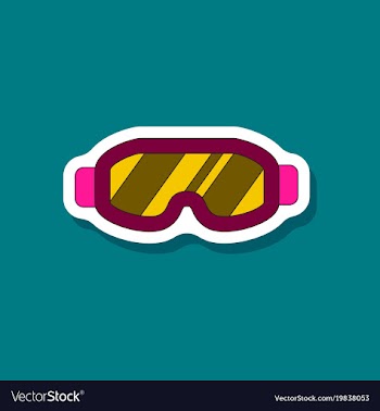 Paper sticker on stylish background ski goggles vector image