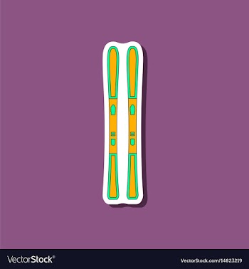 Paper sticker on stylish background ski vector image