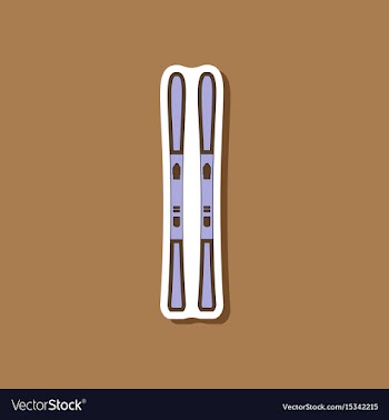 Paper sticker on stylish background ski vector image