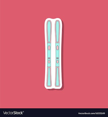 Paper sticker on stylish background ski vector image