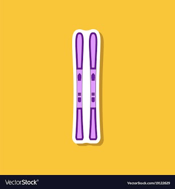 Paper sticker on stylish background ski vector image