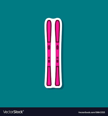 Paper sticker on stylish background ski vector image
