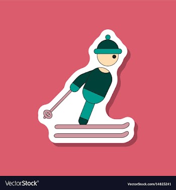 Paper sticker on stylish background skier vector image