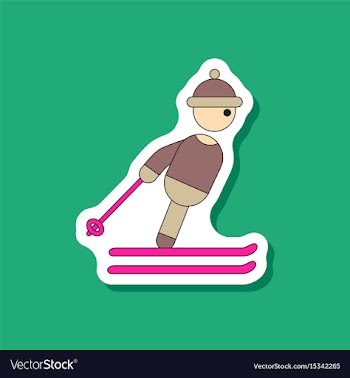 Paper sticker on stylish background skier vector image