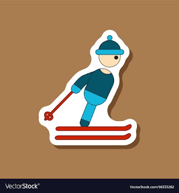 Paper sticker on stylish background skier vector image