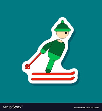 Paper sticker on stylish background skier vector image