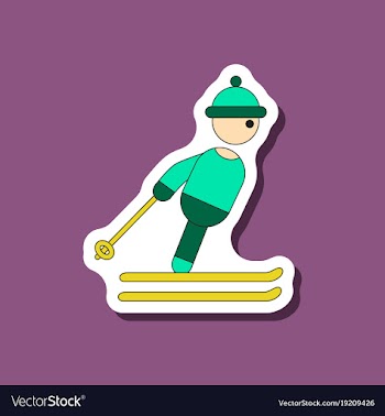 Paper sticker on stylish background skier vector image