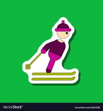 Paper sticker on stylish background skier vector image