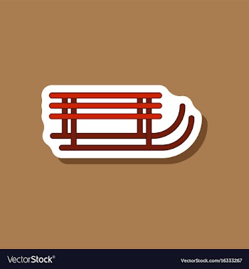 Paper sticker on stylish background sleigh vector image