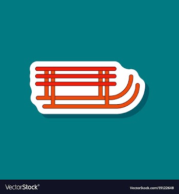 Paper sticker on stylish background sleigh vector image