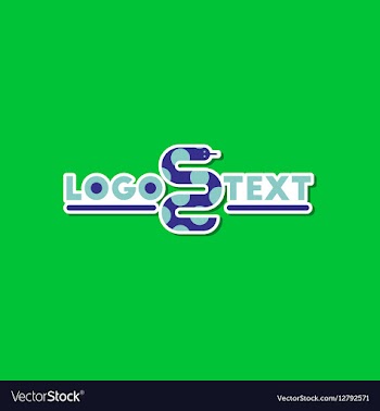 Paper sticker on stylish background snake logo vector image