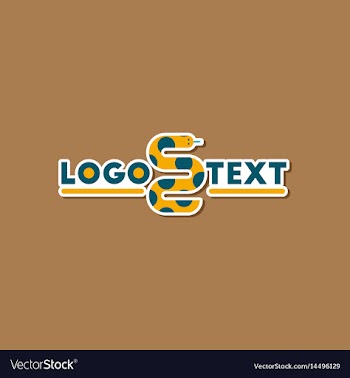 Paper sticker on stylish background snake logo vector image