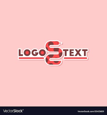 Paper sticker on stylish background snake logo vector image