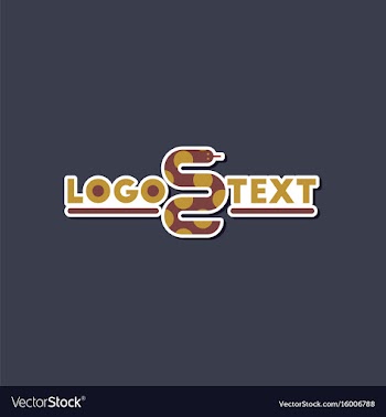 Paper sticker on stylish background snake logo vector image