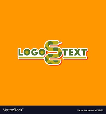 Paper sticker on stylish background snake logo vector image