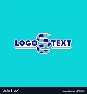 Paper sticker on stylish background snake logo vector image