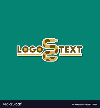 Paper sticker on stylish background snake logo vector image