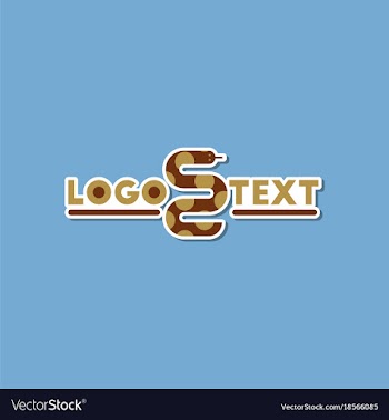 Paper sticker on stylish background snake logo vector image
